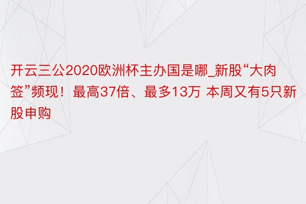 开云三公2020欧洲杯主办国是哪_新股“大肉签”频现！最高37倍、最多13万 本周又有5只新股申购