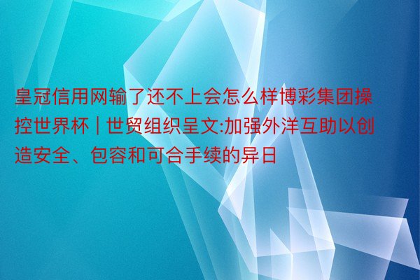 皇冠信用网输了还不上会怎么样博彩集团操控世界杯 | 世贸组织呈文:加强外洋互助以创造安全、包容和可合手续的异日